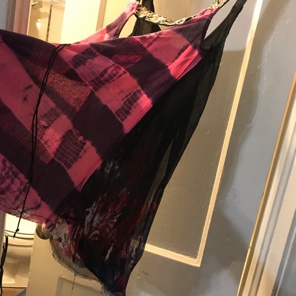 Cute! Free People sheer black/pink tunic tank XS - Picture 7 of 11
